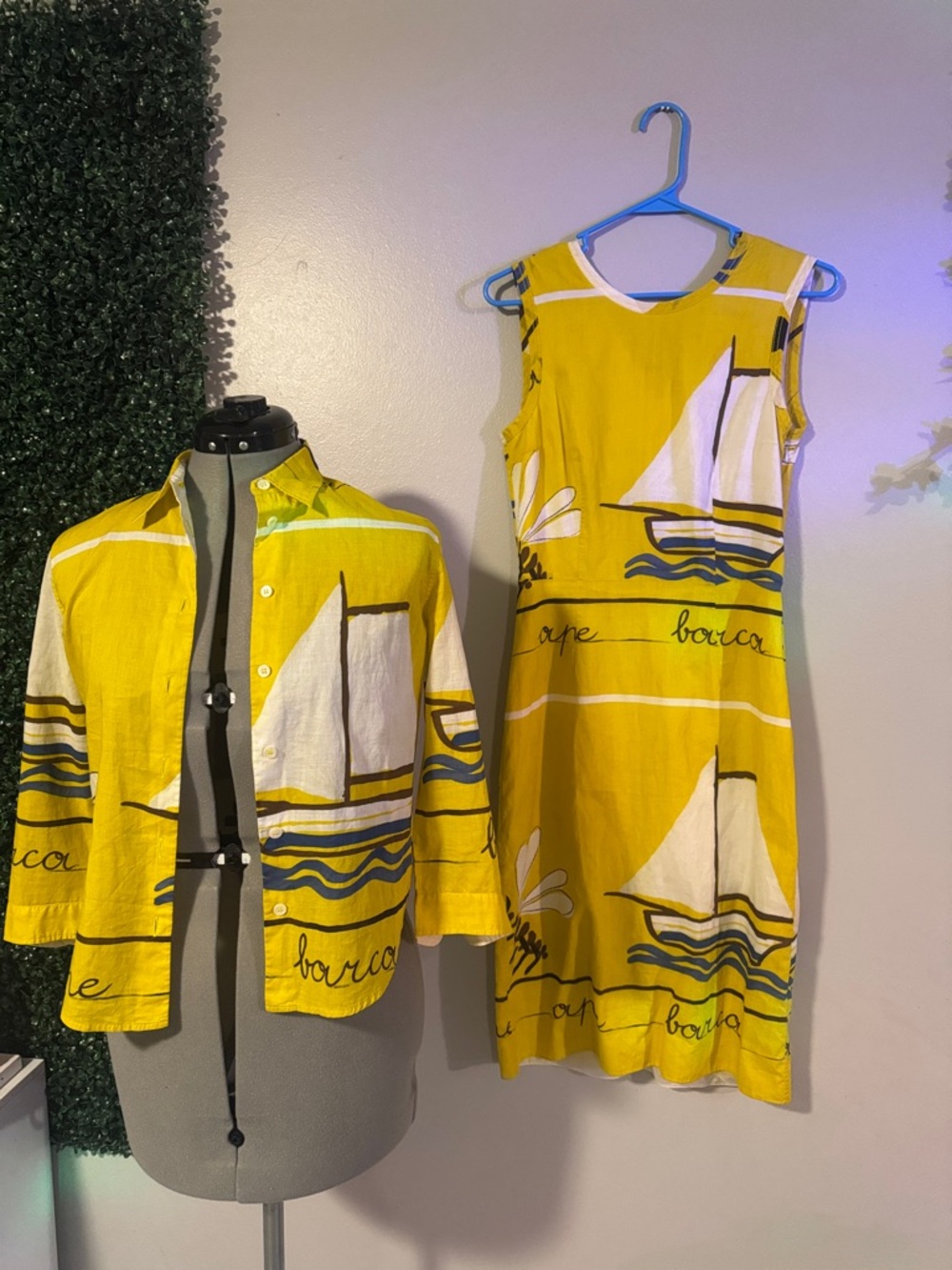 Prada Yellow, White & Navy Nautical Print Dress and Jacket Set like new